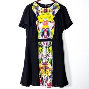 Prabal Gurung Target Floral Dress Black Multicolor Size 14 Editorial Bold